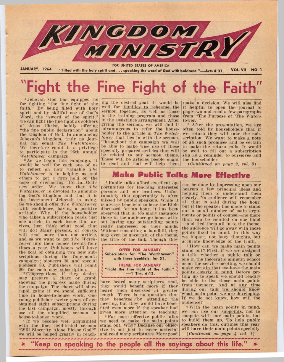 Kingdom Ministry—1964