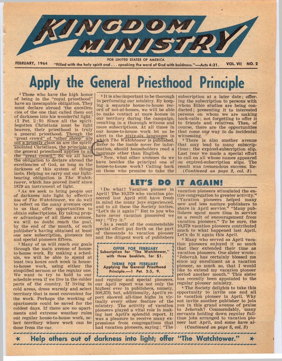 Kingdom Ministry—1964