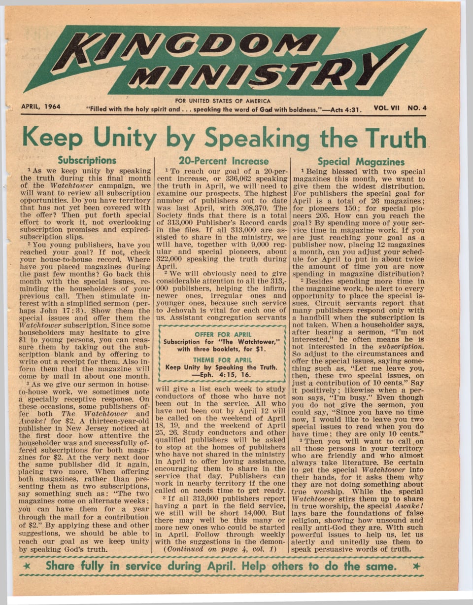 Kingdom Ministry—1964