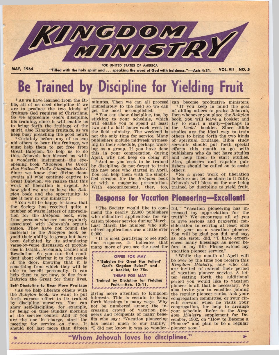 Kingdom Ministry—1964