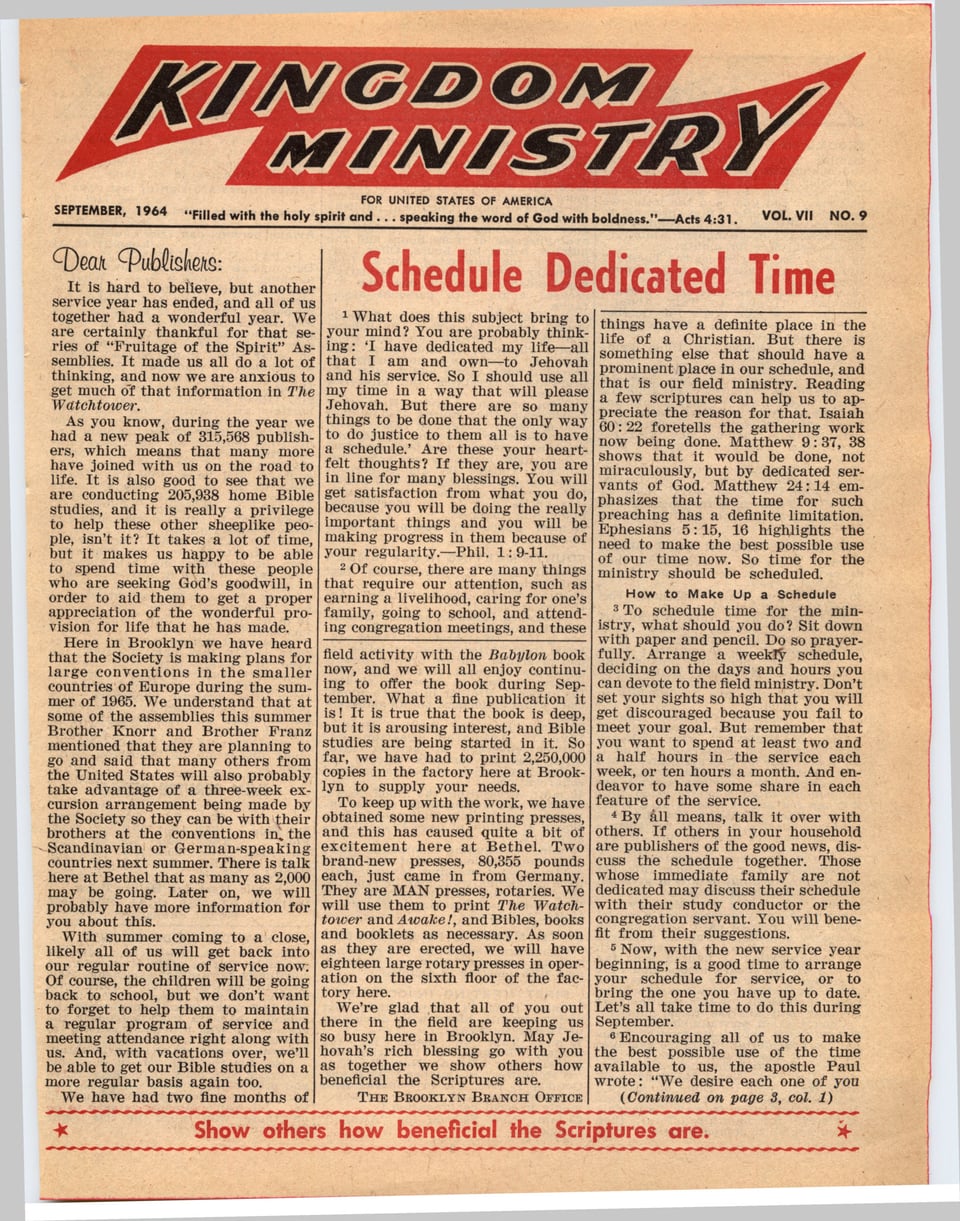 Kingdom Ministry—1964