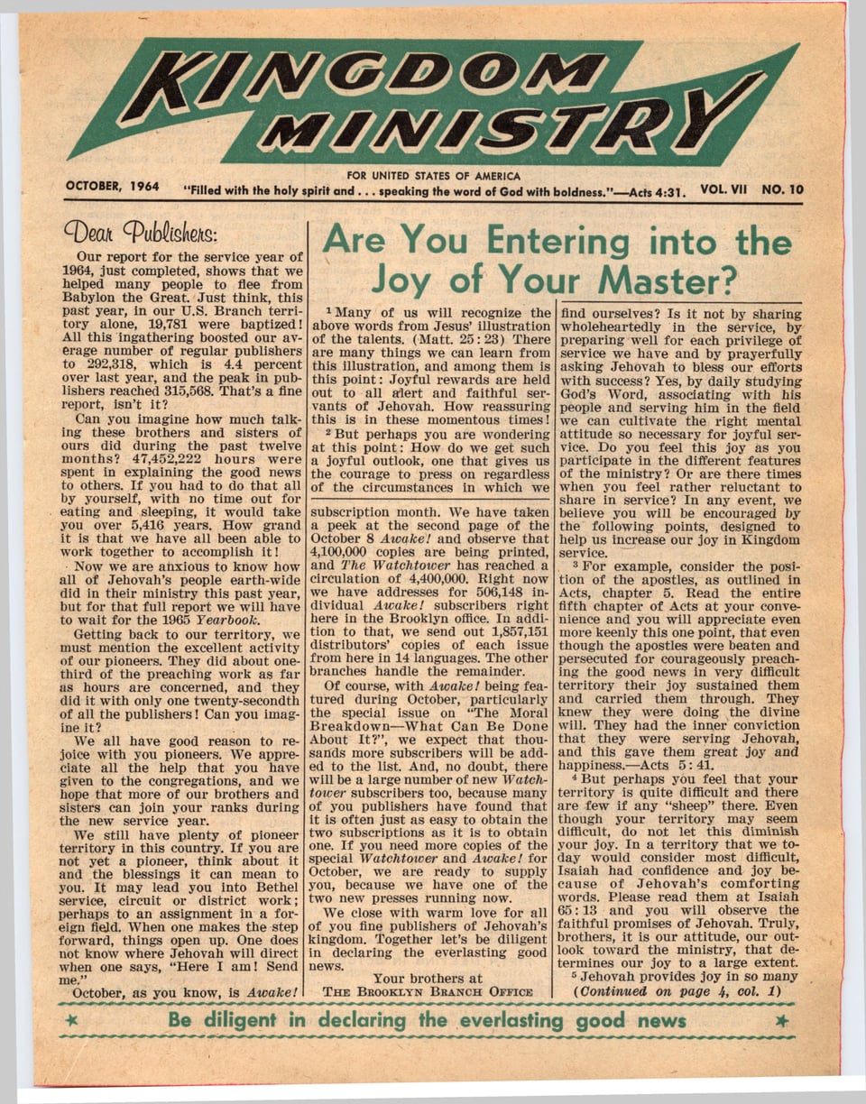 Kingdom Ministry—1964
