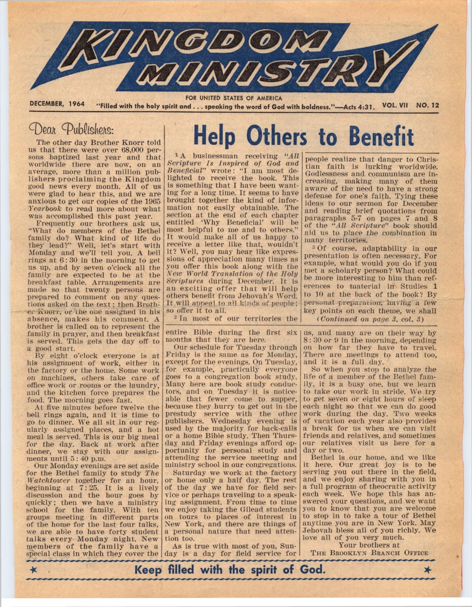 Kingdom Ministry—1964