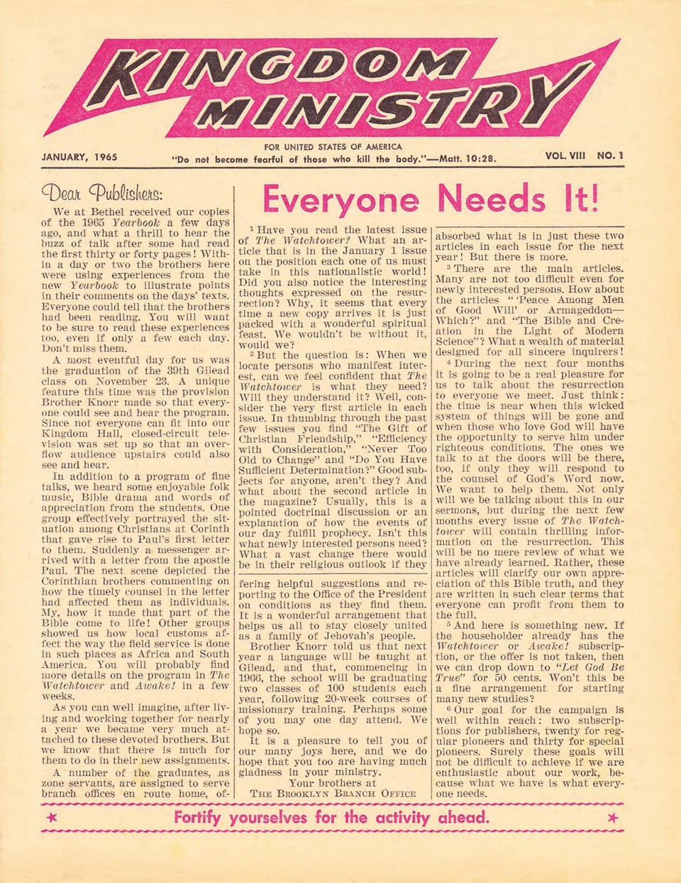 Kingdom Ministry—1965