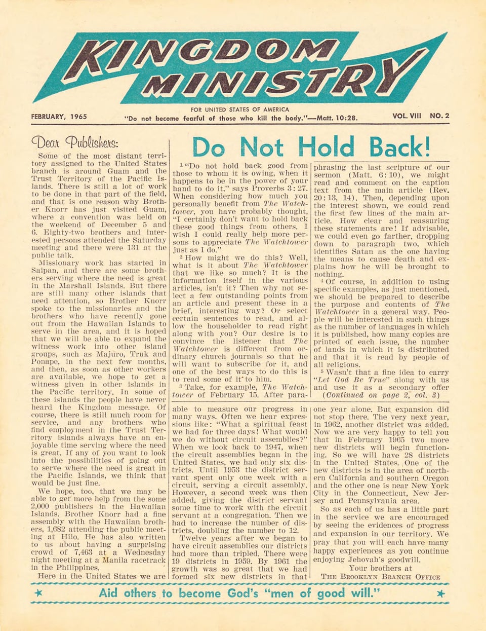 Kingdom Ministry—1965