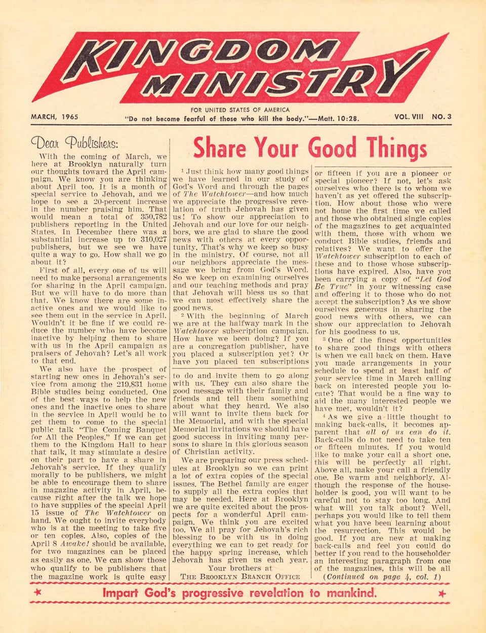 Kingdom Ministry—1965