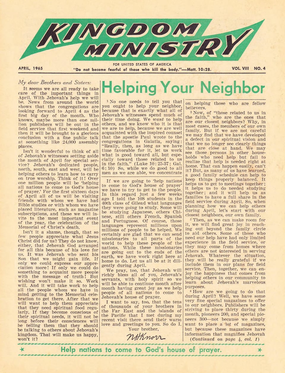 Kingdom Ministry—1965