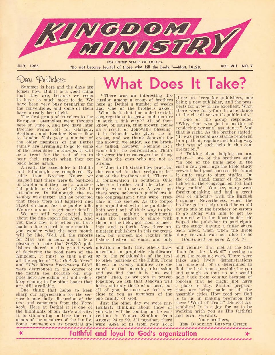 Kingdom Ministry—1965