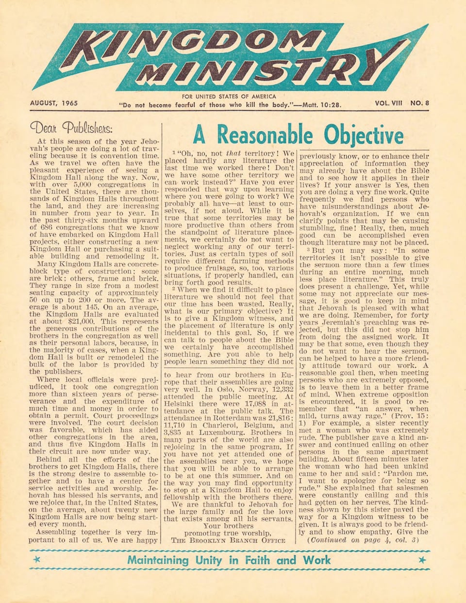 Kingdom Ministry—1965