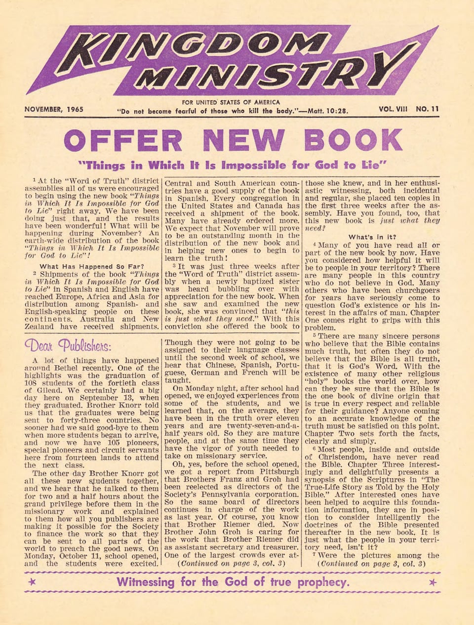 Kingdom Ministry—1965