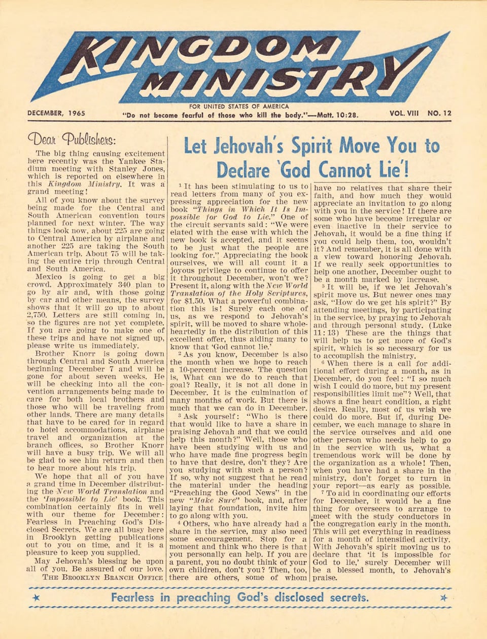 Kingdom Ministry—1965