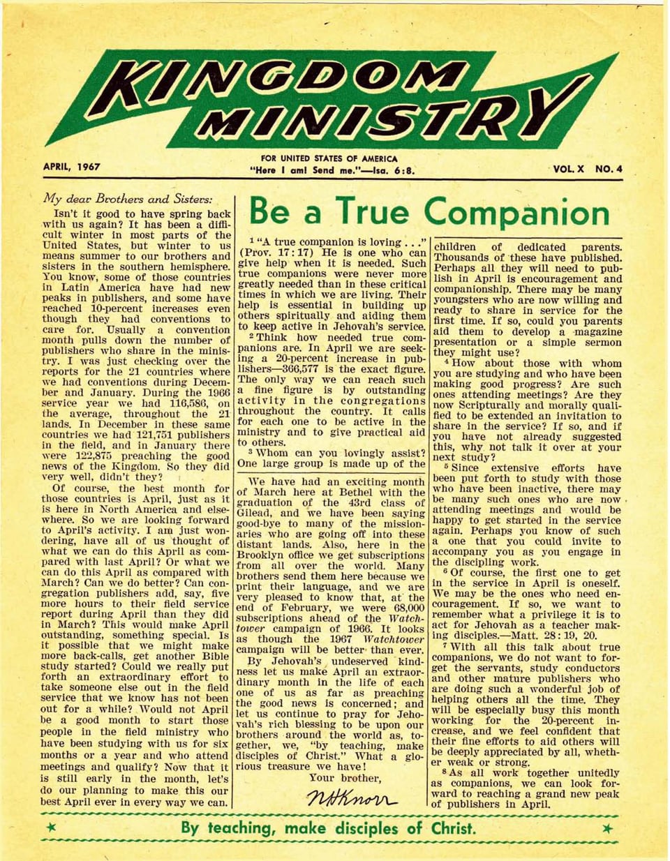 Kingdom Ministry—1967