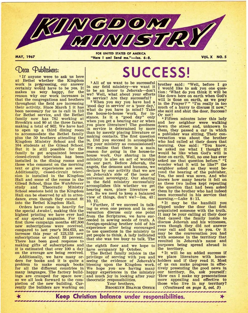 Kingdom Ministry—1967