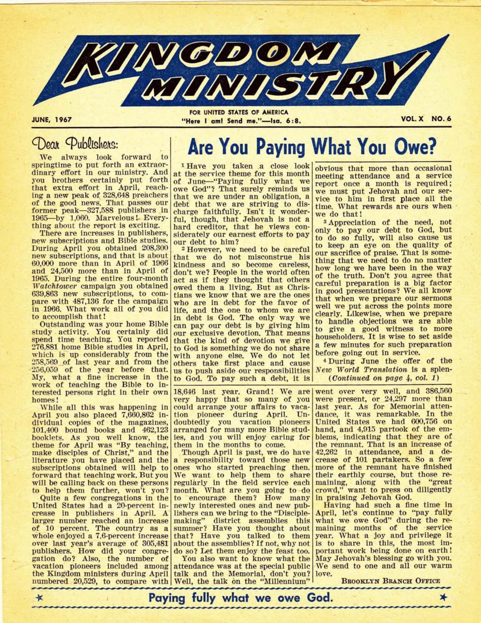 Kingdom Ministry—1967