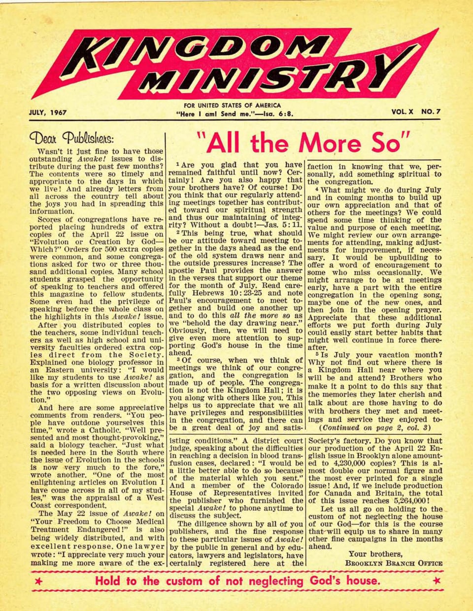 Kingdom Ministry—1967