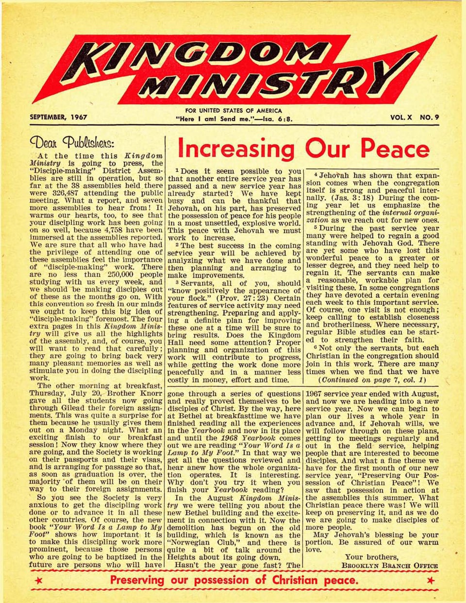 Kingdom Ministry—1967