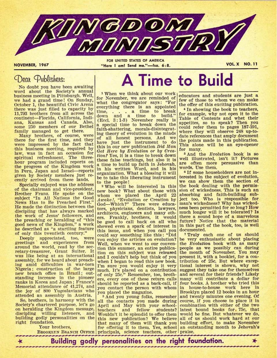 Kingdom Ministry—1967