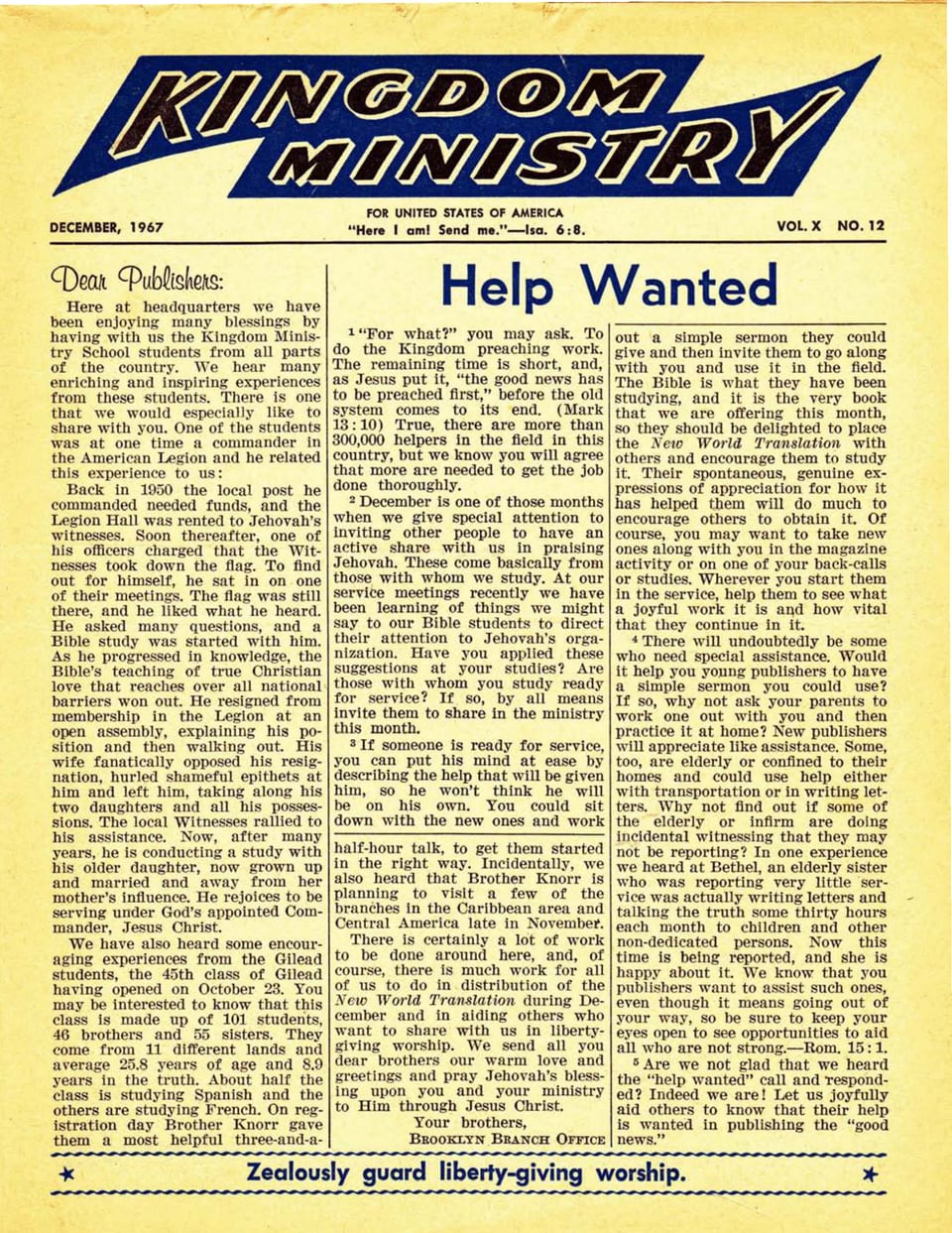 Kingdom Ministry—1967