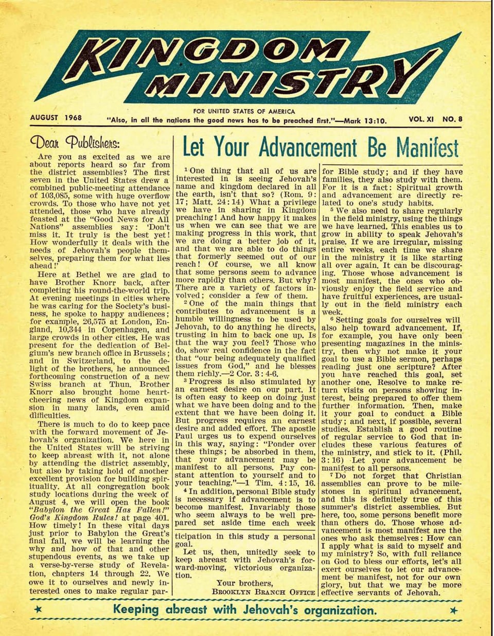 Kingdom Ministry—1968