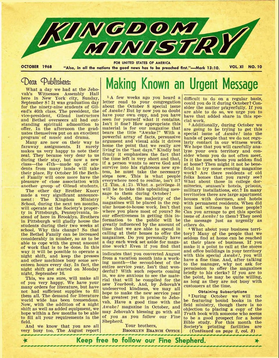 Kingdom Ministry—1968