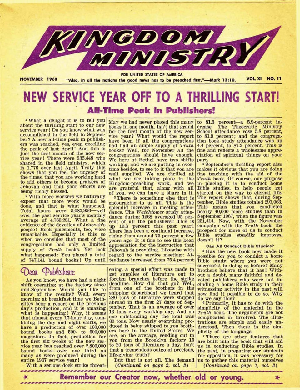 Kingdom Ministry—1968