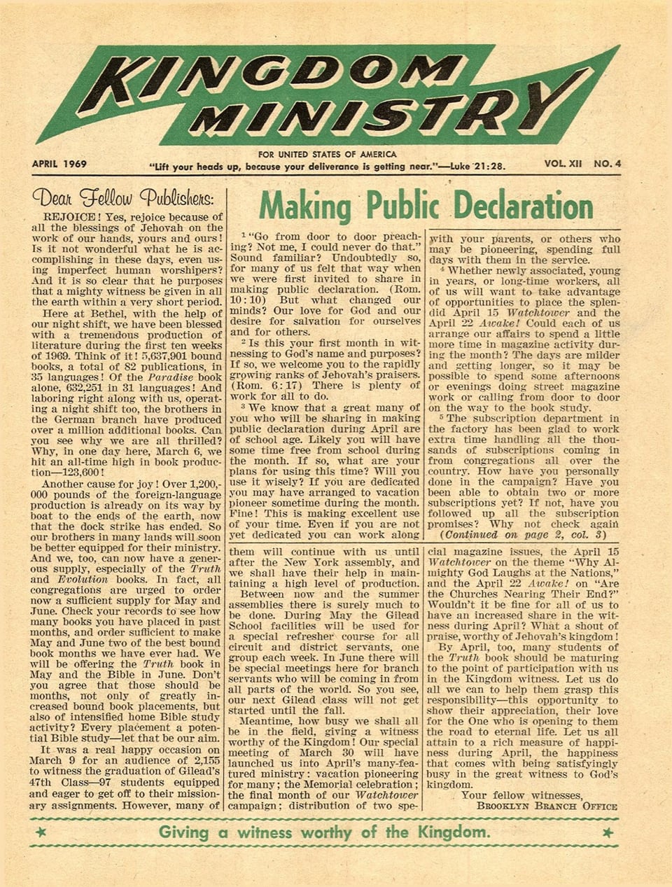 Kingdom Ministry—1969