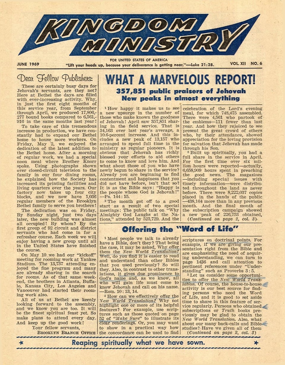 Kingdom Ministry—1969