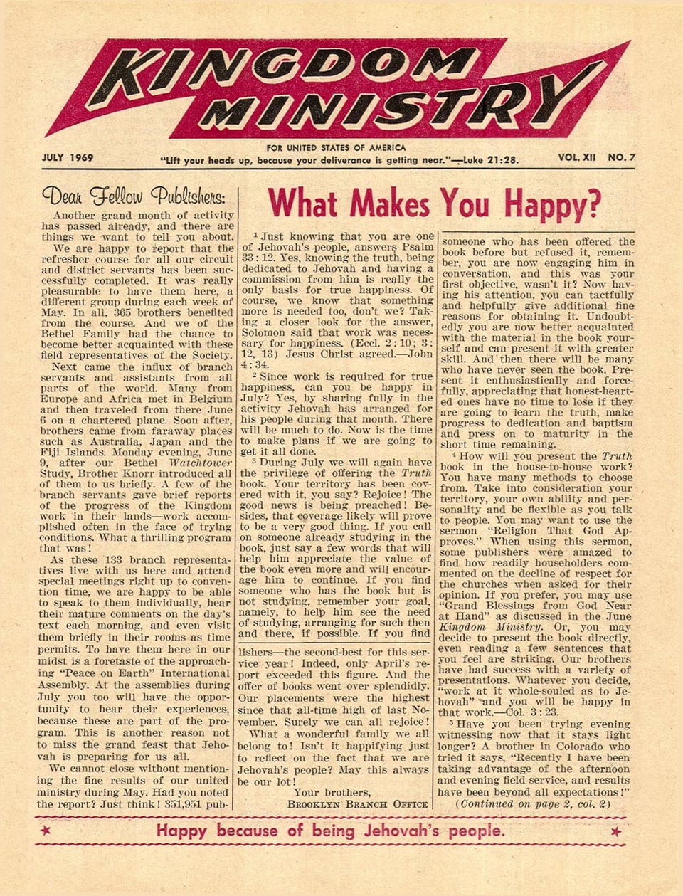Kingdom Ministry—1969