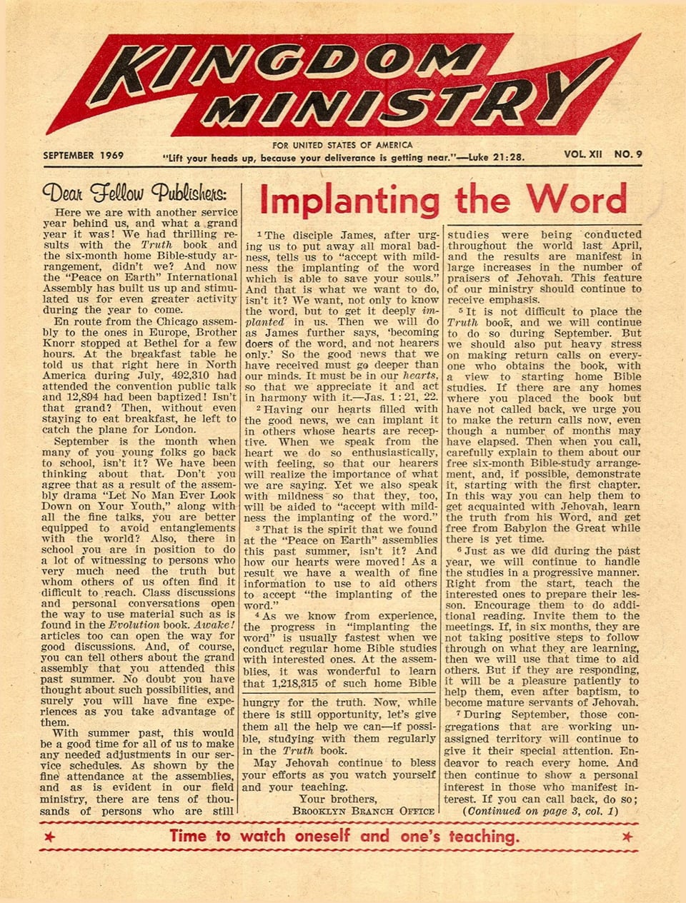 Kingdom Ministry—1969