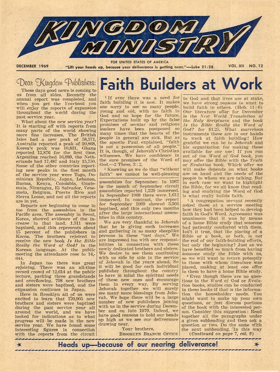 Kingdom Ministry—1969