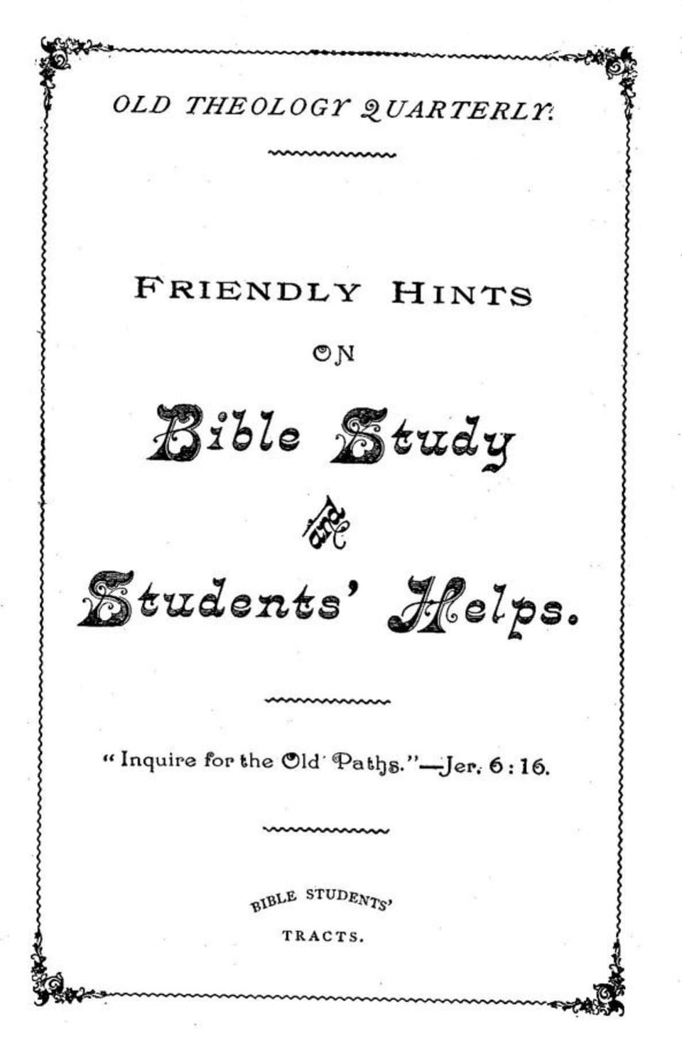 Old Theology Quarterly—1893